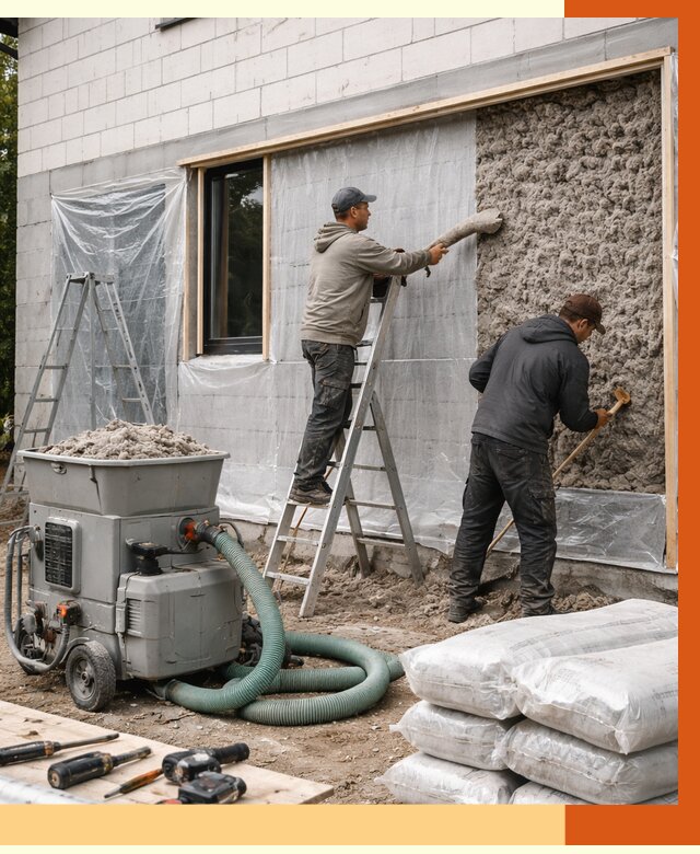 Утепление дома из газобетона эковатой в Зеленокумске от 4582 руб./м2 | ТепломастерЗлм