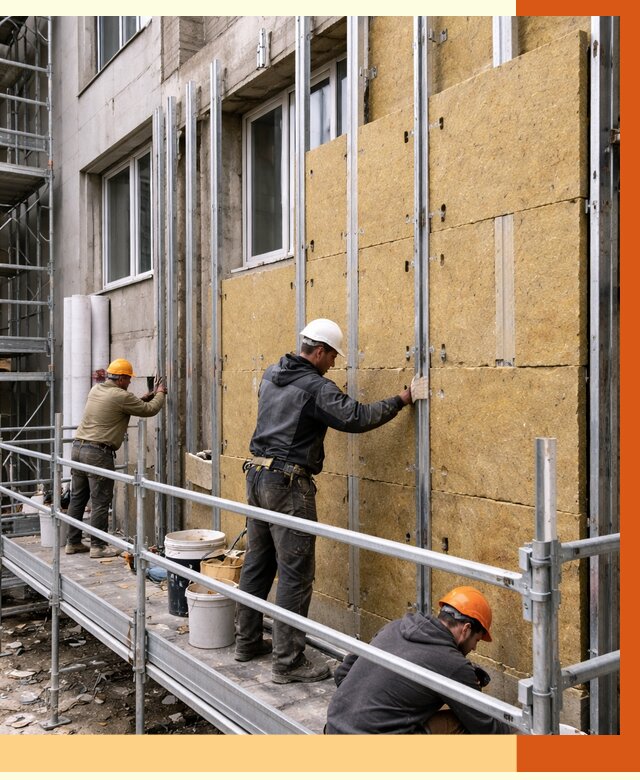 Утепление вентилируемого фасада в Зеленокумске от 5702 руб/м2 — монтаж и утепление вентфасад | ТепломастерЗлм